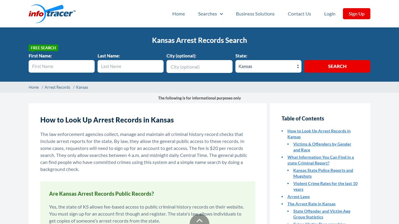 Search Kansas Arrest Records Online - Infotracer